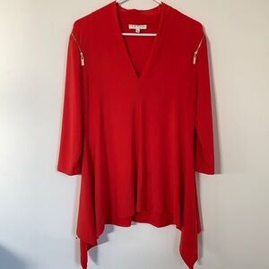 CHAUS RED 3/4 SLEEVE WOMEN TOP SIZE L
